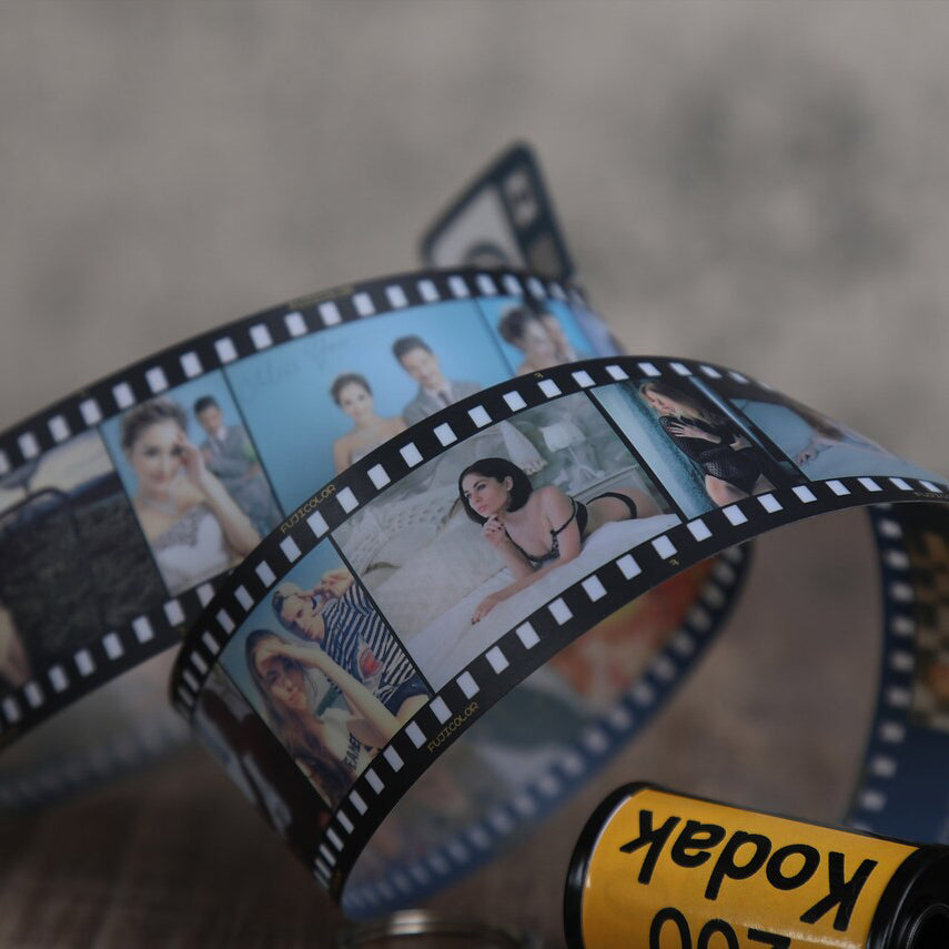 Personalized Photos Keychain Film Roll - Gift for Couple