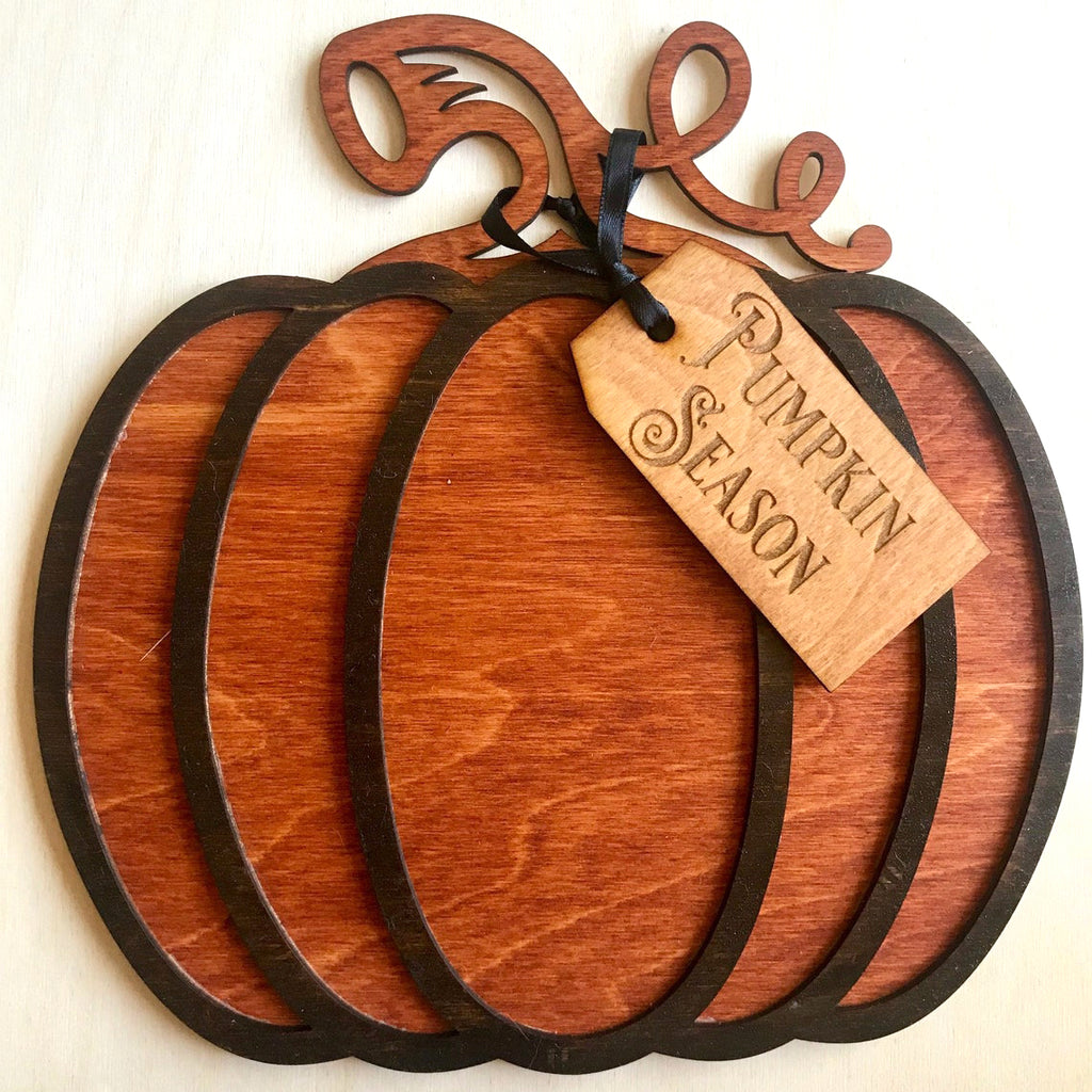 Fall Decor Wooden Pumpkin with Personalized Tags, Thanksgiving Decor, Wall Decor, Door Hanger