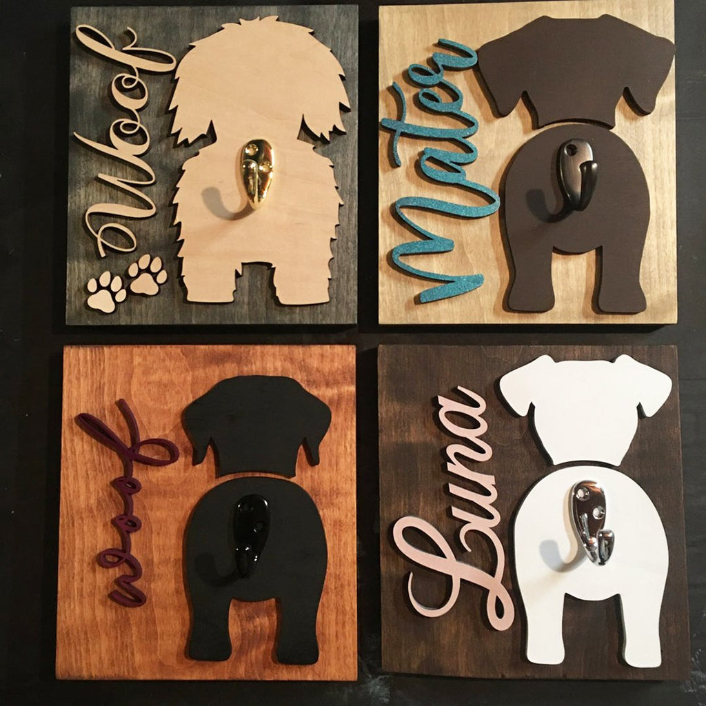 Personalized Dog Leash Holder | Wooden Dog Breed Leash Hook | Pet Day | Pet Gift