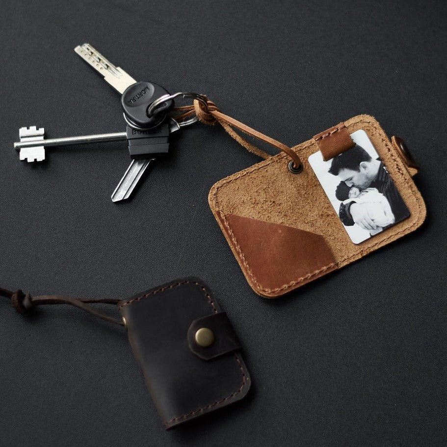 photo frame keychain, leather keychain
