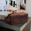 Personalized Mens Leather Toiletry Bag - Monogrammed Leather Dopp Kit