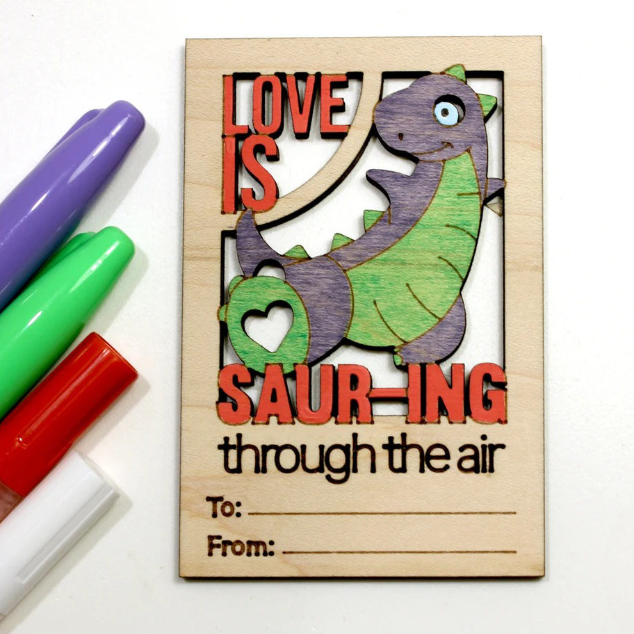 Set 5 Valentines DIY Dinosaur Paint Card Craft - Classroom Valentine
