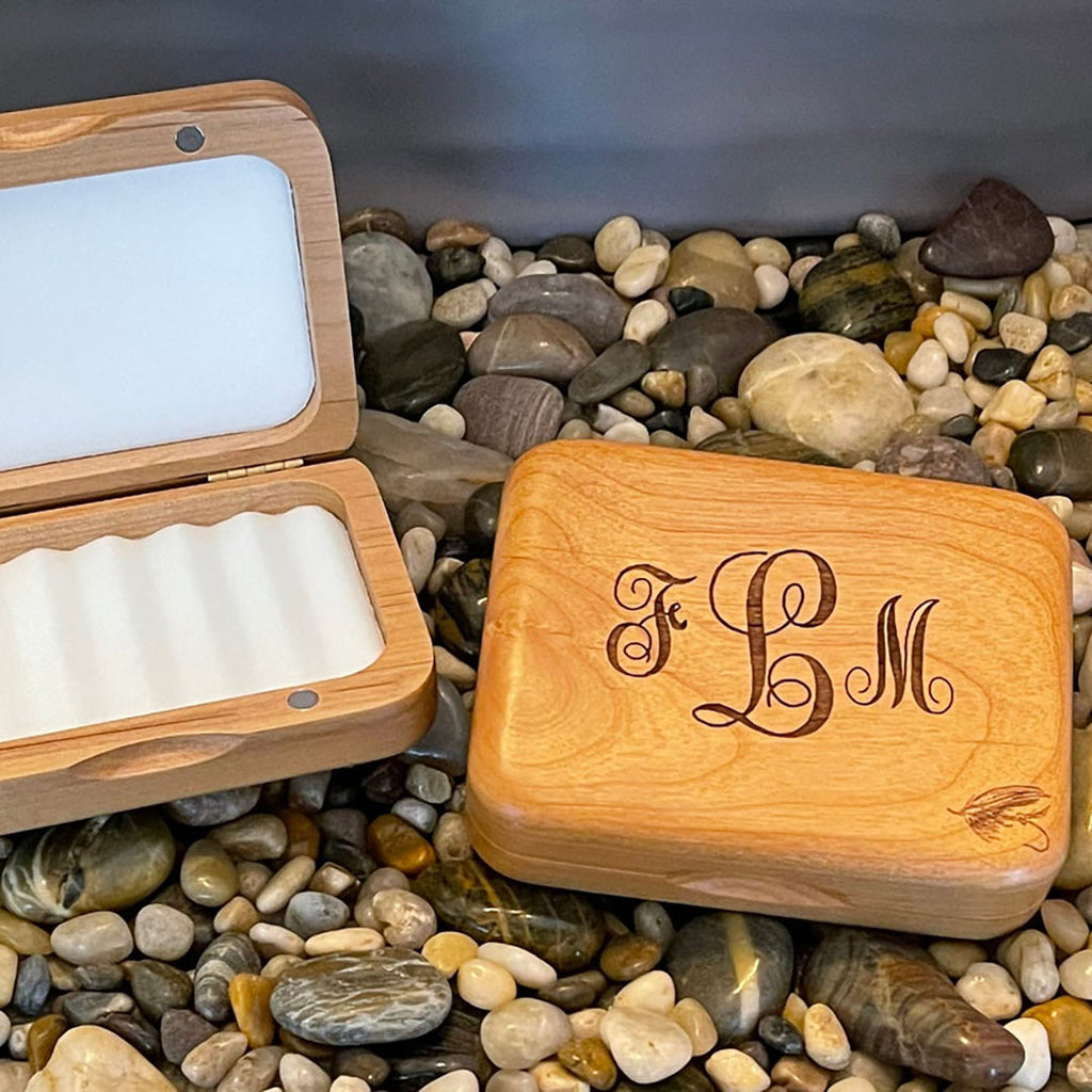 Personalized Letter Engraved Fly Fishing Box - Gift for Fisherman