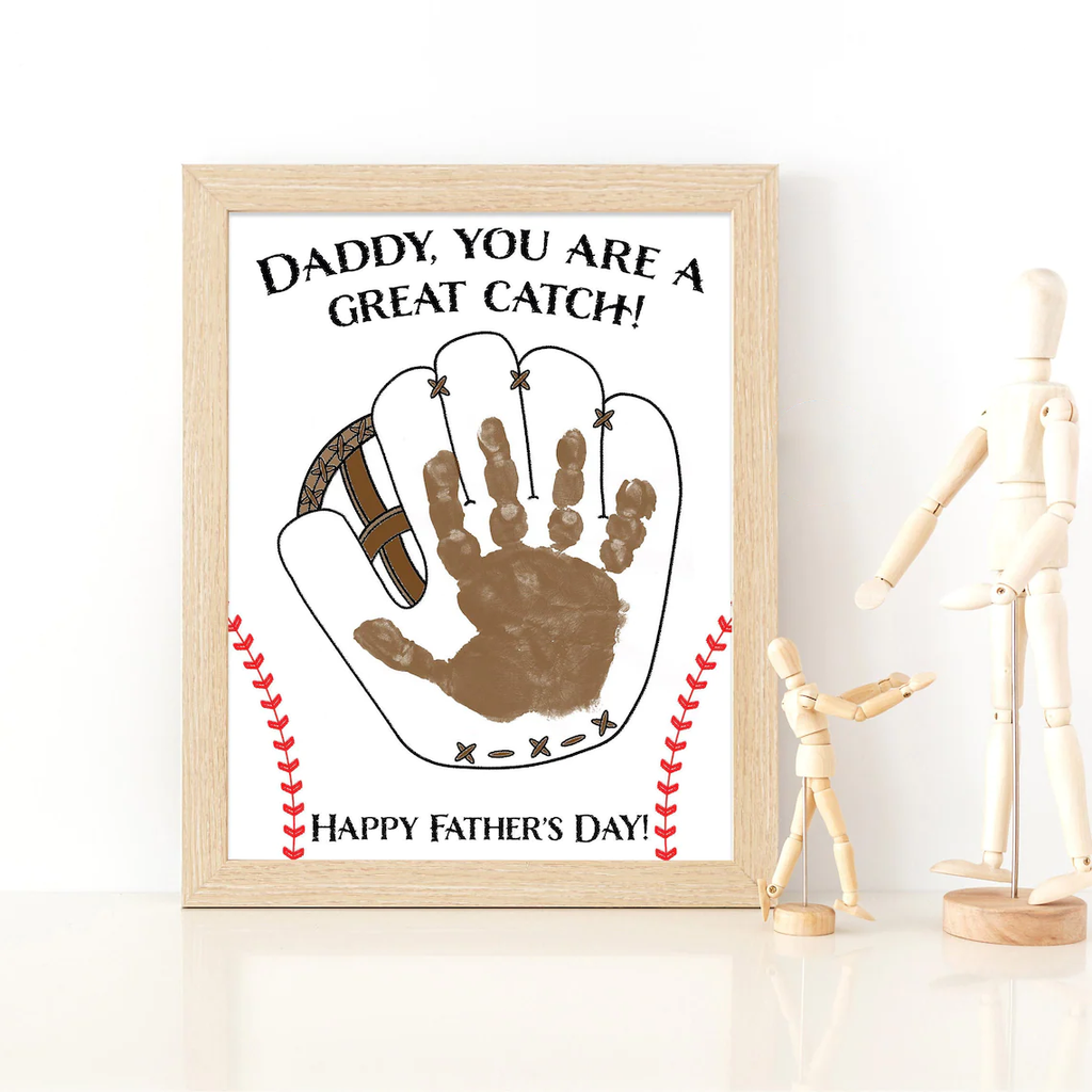 handprint art, baseball gift, gifts for dad