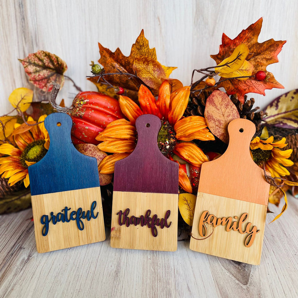 Personalized Tiered Tray Set, Mini Cutting Board, Thanksgiving Decor