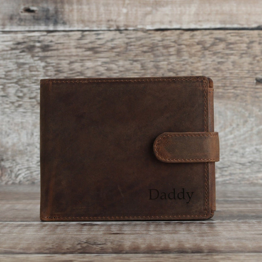 Personalized Bifold Mens Leather Wallet, Engraved Wallet - Father's Day Gift for Him