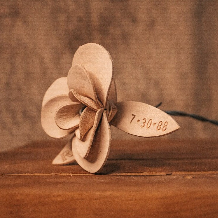 Leather Rose with Date and Initial - Couple Gift, Gift For Her