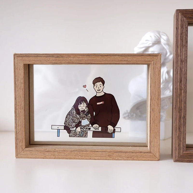 Couple Family Portrait Illustration Frame - Anniversary Gift