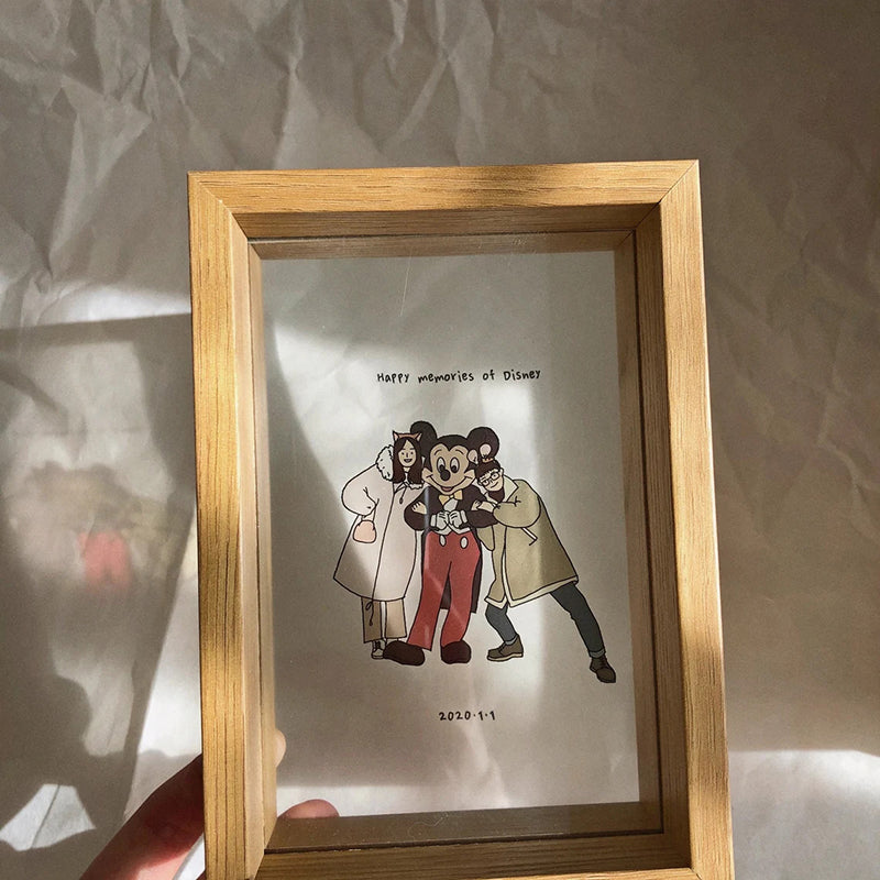 Couple Family Portrait Illustration Frame - Anniversary Gift