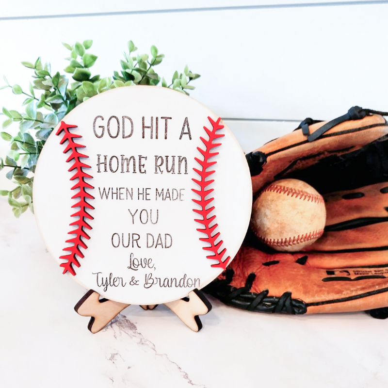 Custom Name Wooden Baseball Dad Sign - Unique Gifts for Baseball Fans