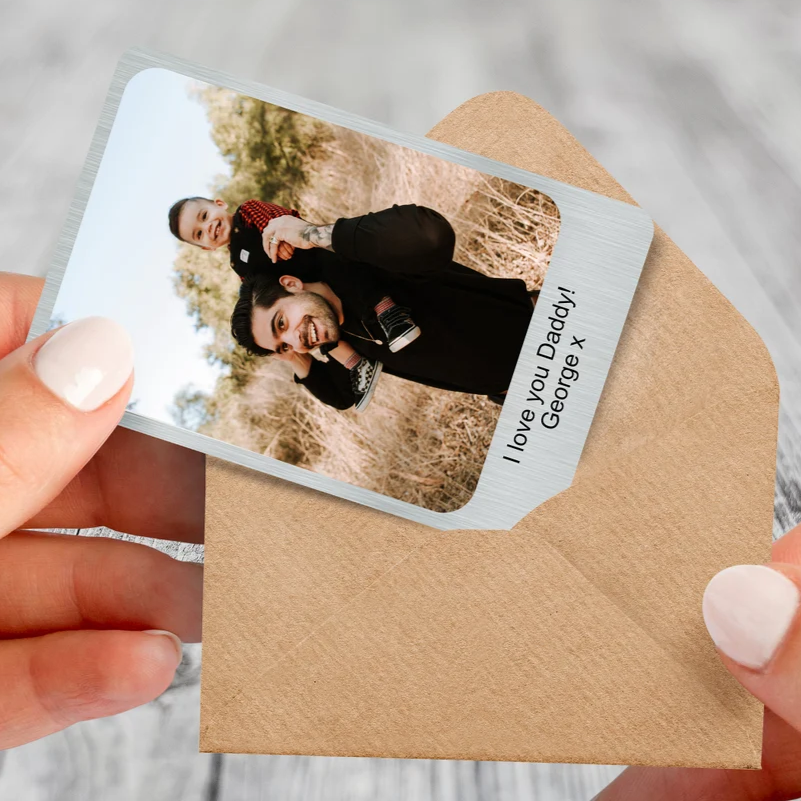 Personalized Metal Wallet Photo Card for Dad Husband Grandad Gift