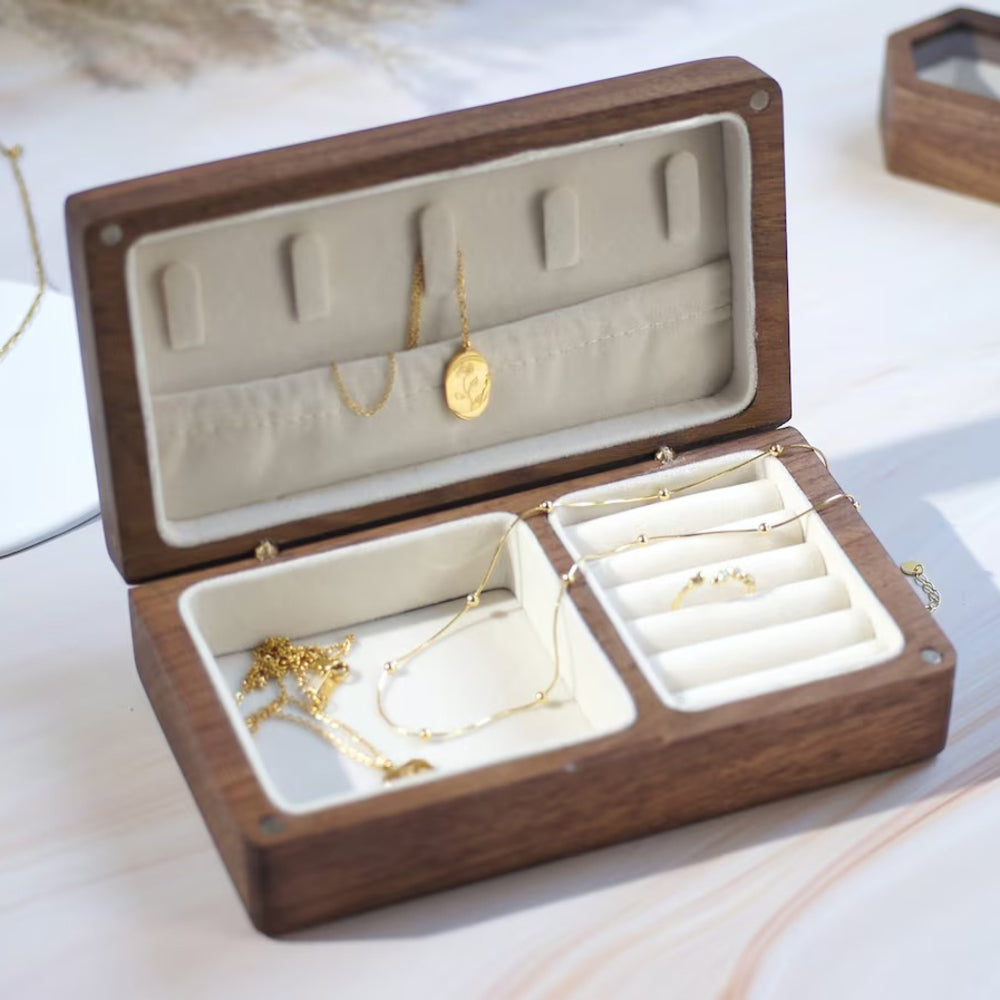 Personalized Engraved Wooden Birth Flower Jewelry Box - Gift For Mom