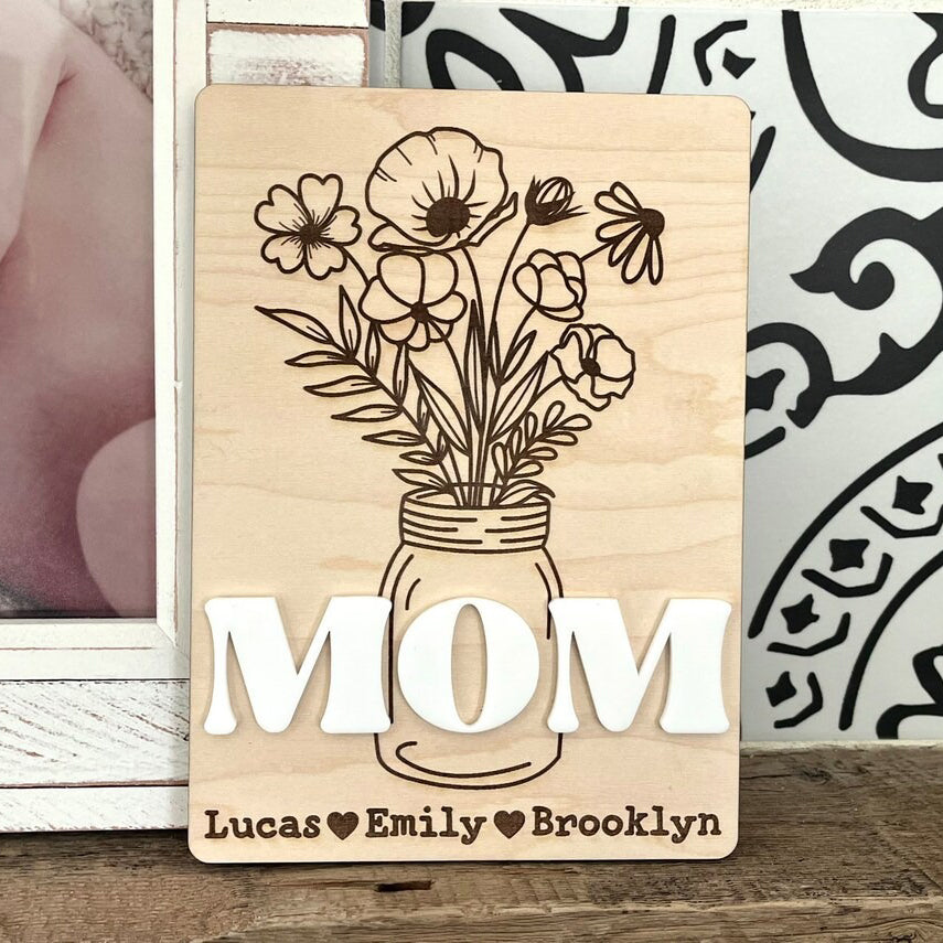 Personalized Mom Floral Sign - Gift For Mom