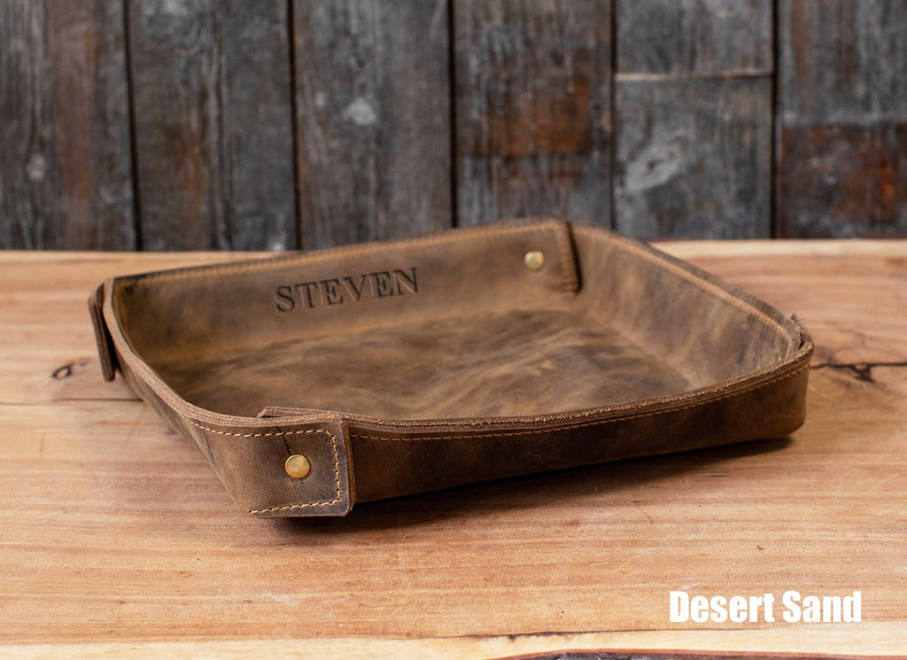 leather valet tray, custom leather, personalized leather, personalized leather valet tray, custom father's day gifts, meaningful father's day gifts