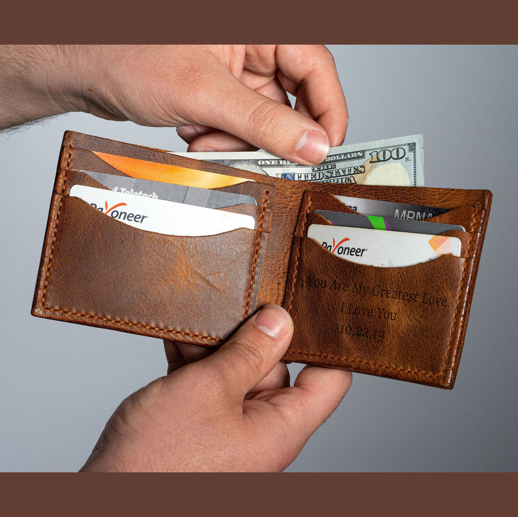 bifold wallet, minimal wallet, leather wallet