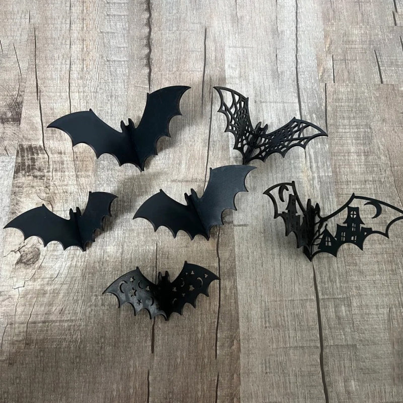3D Wooden Bat Set Of 6 - Halloween Decoration