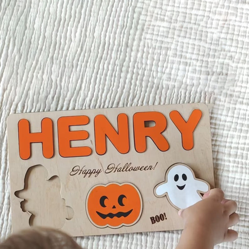 Wooden Name Puzzle - Gift for kids this Halloween