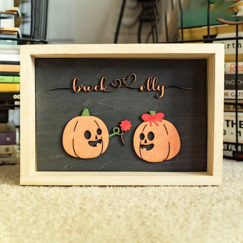 Halloween Couple - Ghost & Pumpkin Personalized Sign