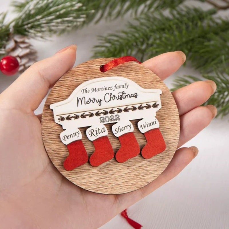 Layered Wooden Christmas Tree Hanging Ornament - Personalized Ornament