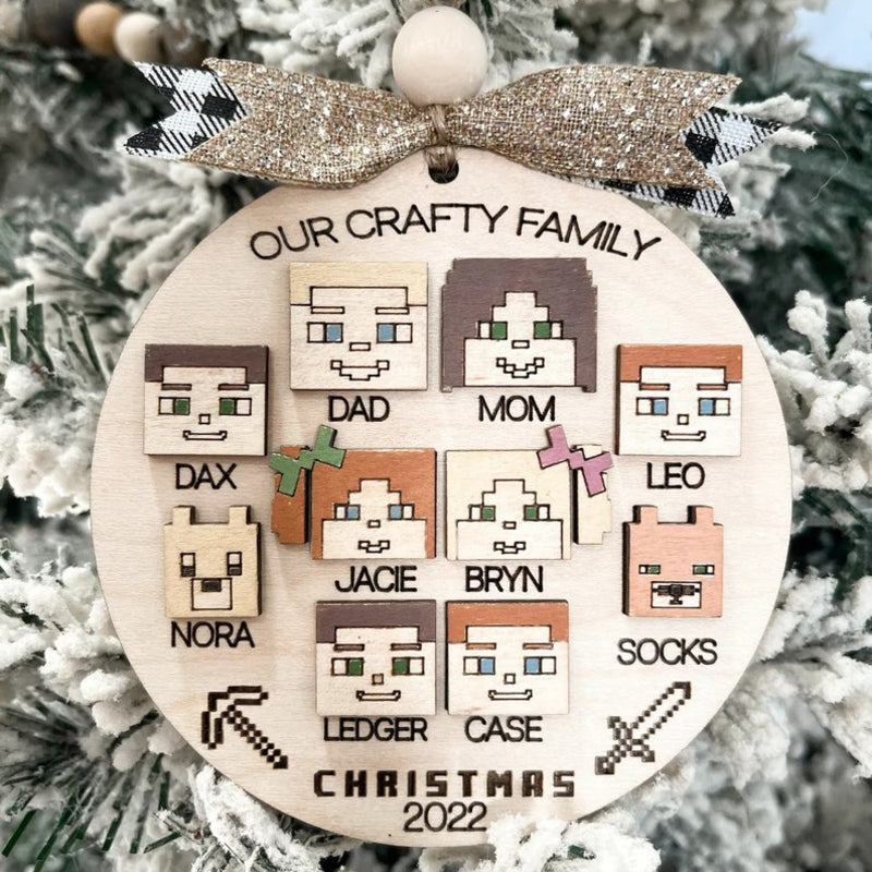 DIY Personalized Wooden Pixel Family Ornament - Christmas Ornament
