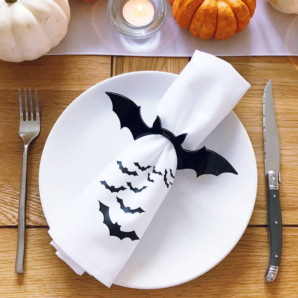 Wooden Hallowen Bat Napkin Ring - Halloween Decor