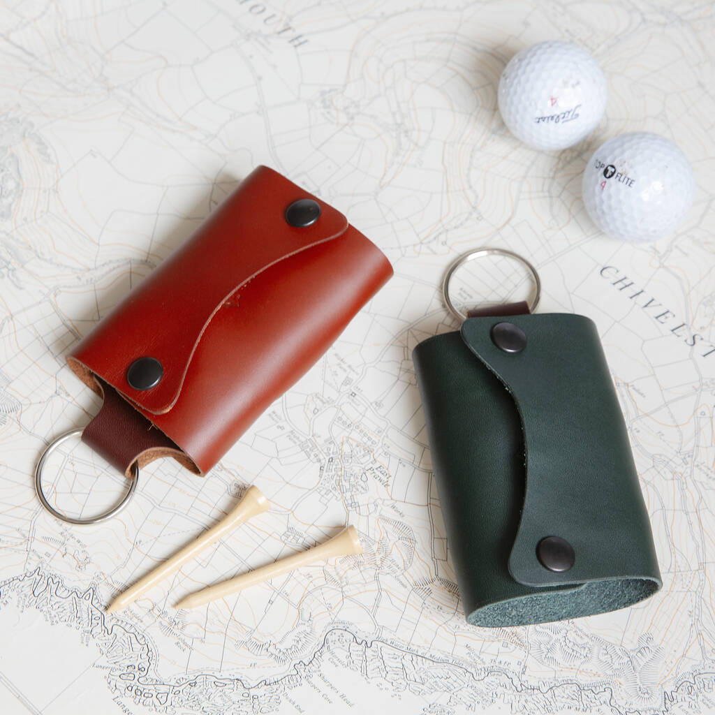 Personalised Leather Golf Tee Holder - Father's Day Gift