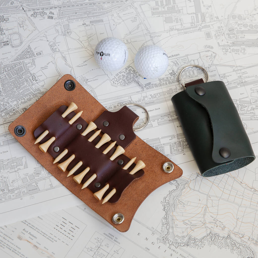 Personalised Leather Golf Tee Holder - Father's Day Gift