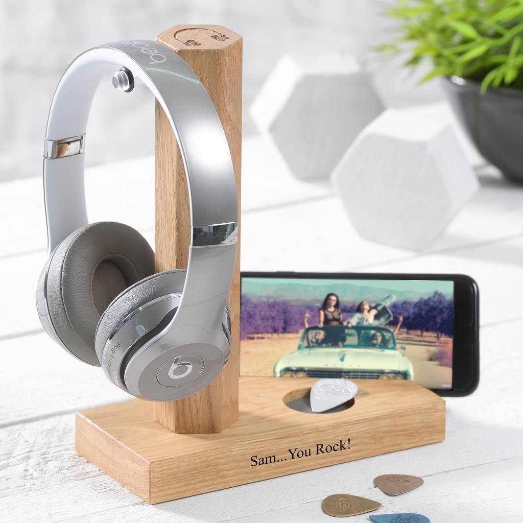 Personalised Solid Oak Headphone Stand
