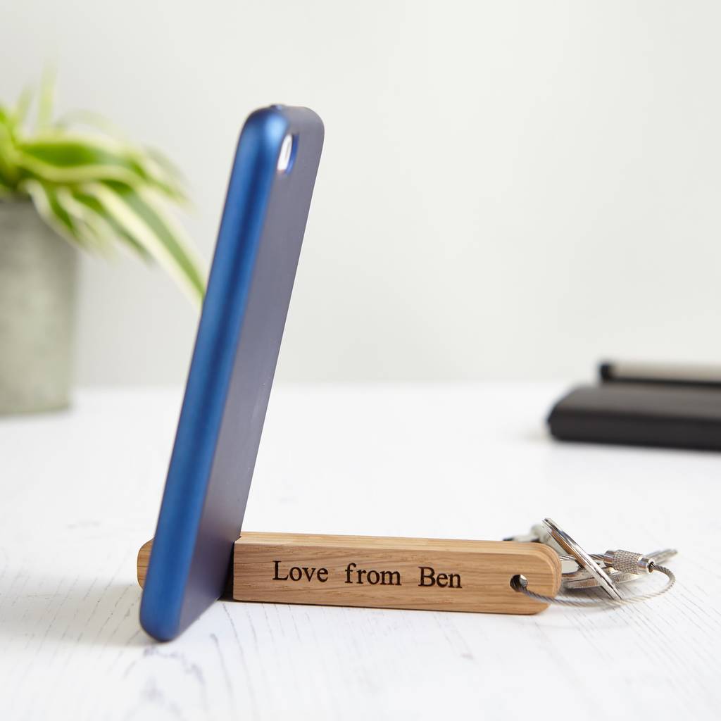 Personalized Phone Stand Keyring, Father's Day Gift