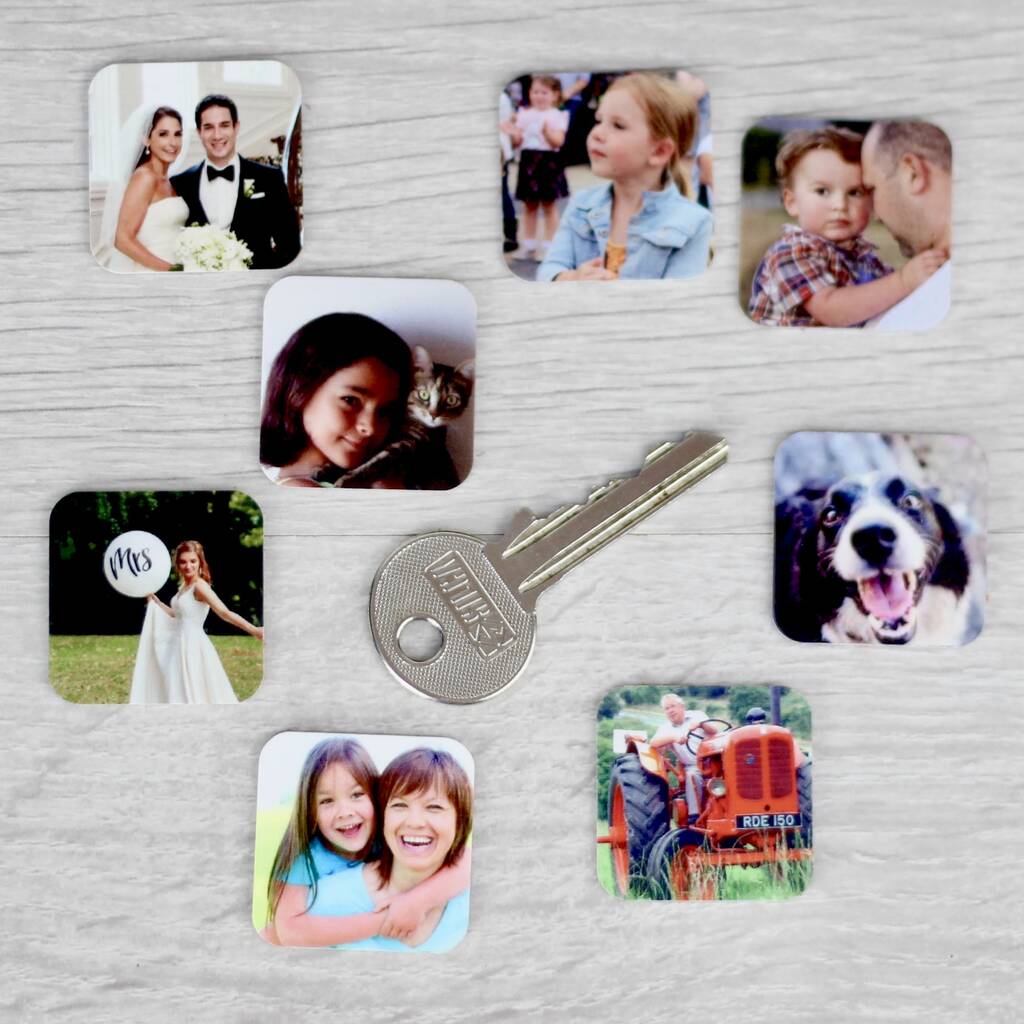 Personalised Photo Tile Leather Keyring - Handmade Gift for him