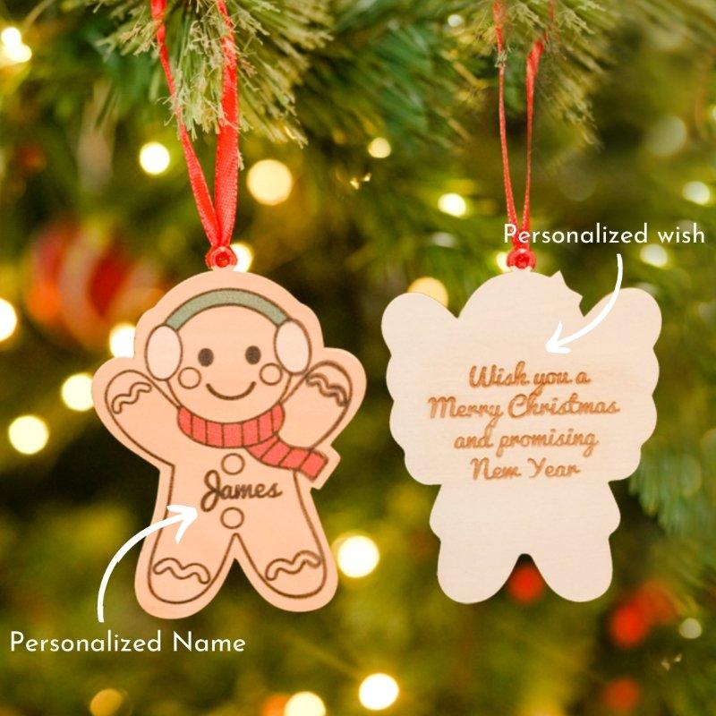 Personalised Gift Tag Decoration, Christmas Gingerbread Man Ornament, Gift Present For kids - Acecrafty