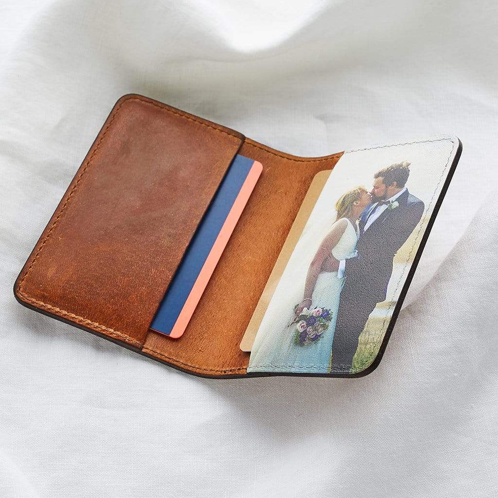 Personalized Leather Card Holder With Photo - Unique Father's Gift