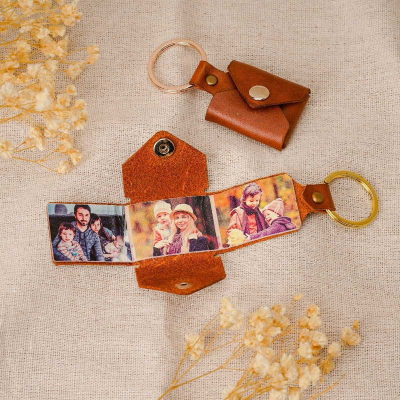 personalised keyring, personalized photos, personalized leather keychain, leather photo keychain, black leather keychain, customize leather keychain, engraved leather keychain, valentine pick, valentine romance, sweetest day ideas for guys, custom gift for him