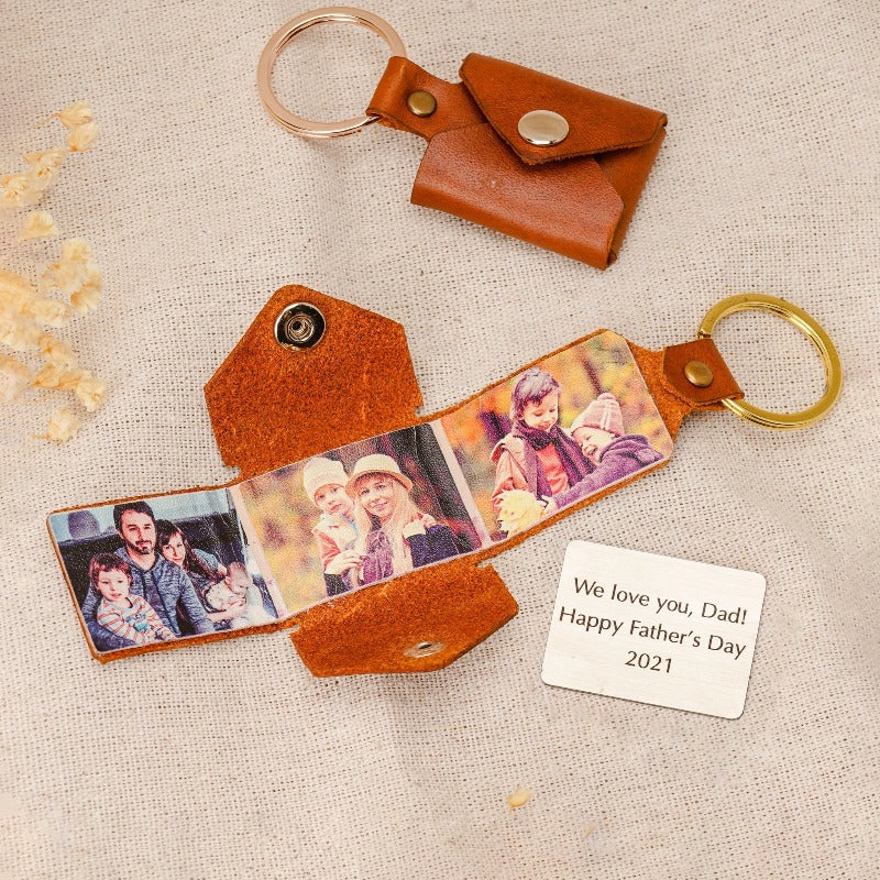 Personalised Photo & Message Leather Envelope Keyring, Leather keychainHandmade Gift For Men - Acecrafty