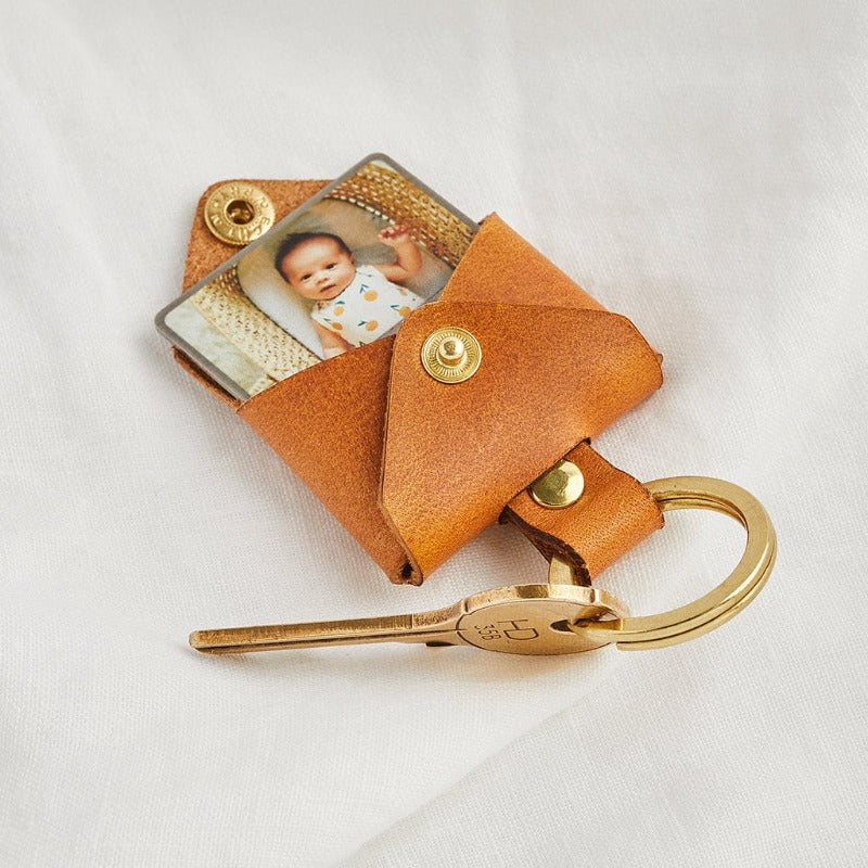 Personalized Pop Up Leather Photo Keychain, Handmade Gift For Men