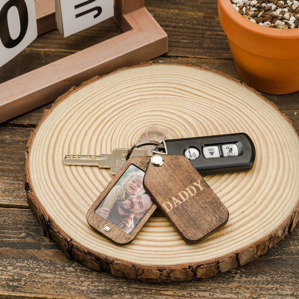 Personalized Wooden Photo Keychain, Gift for Him - Acecrafty