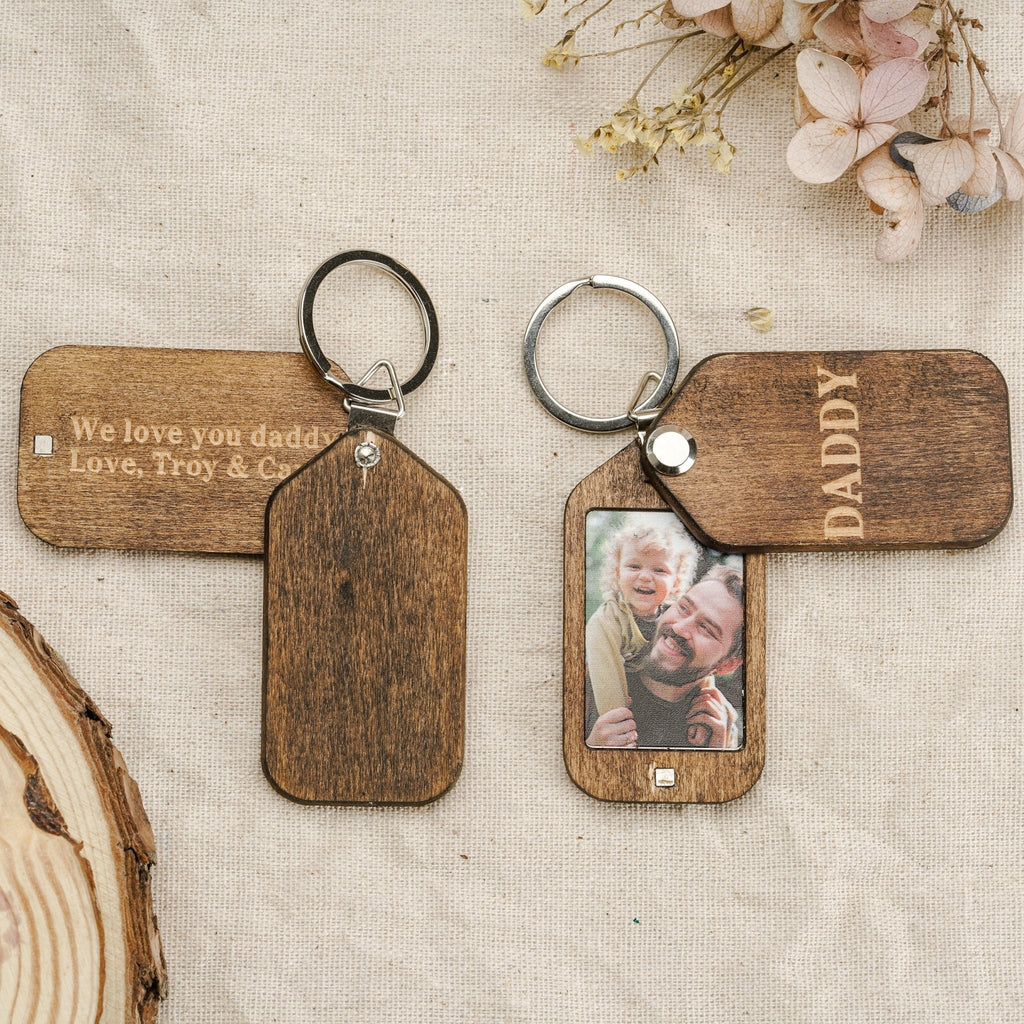 Personalized Wooden Photo Keychain, Gift for Him - Acecrafty