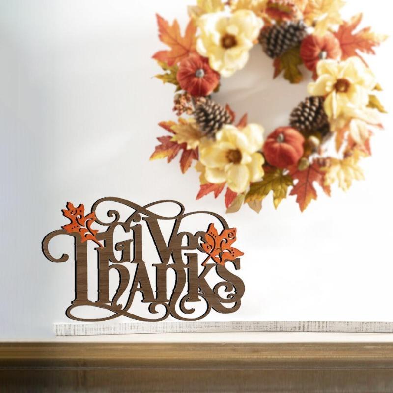 Wooden Thanksgiving Wall Hanging - Give Thanks Sign - Acecrafty