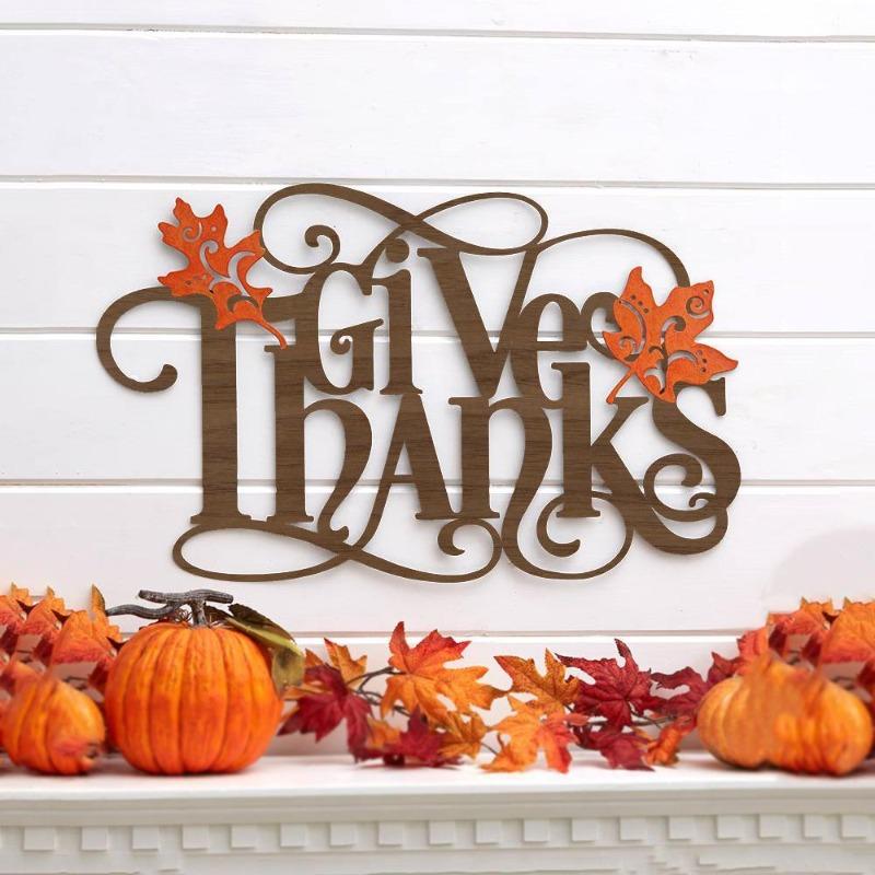 Wooden Thanksgiving Wall Hanging - Give Thanks Sign - Acecrafty